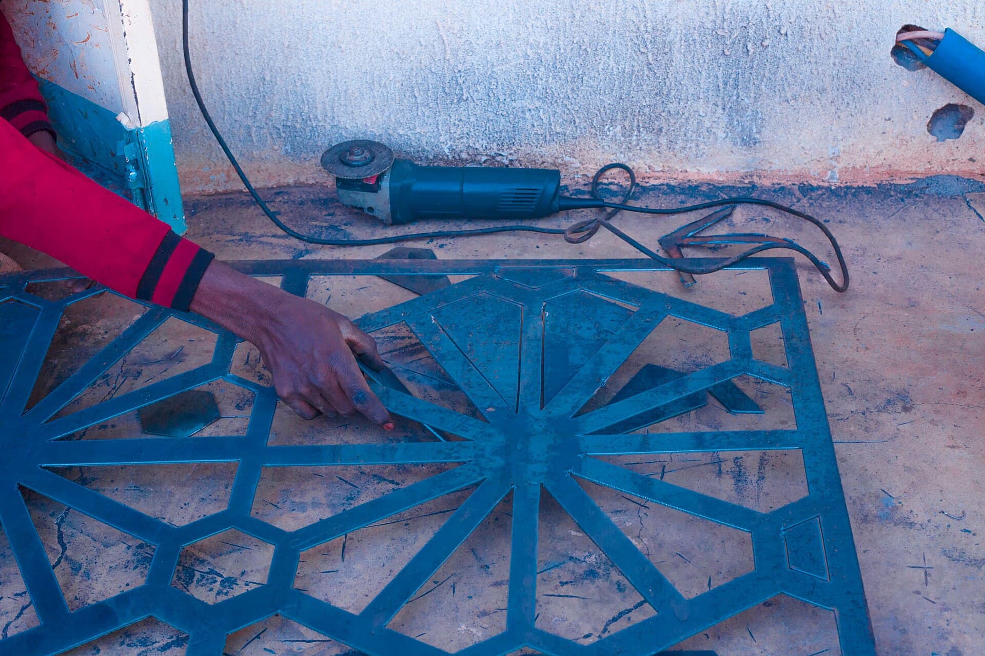 A welder working in a workshop