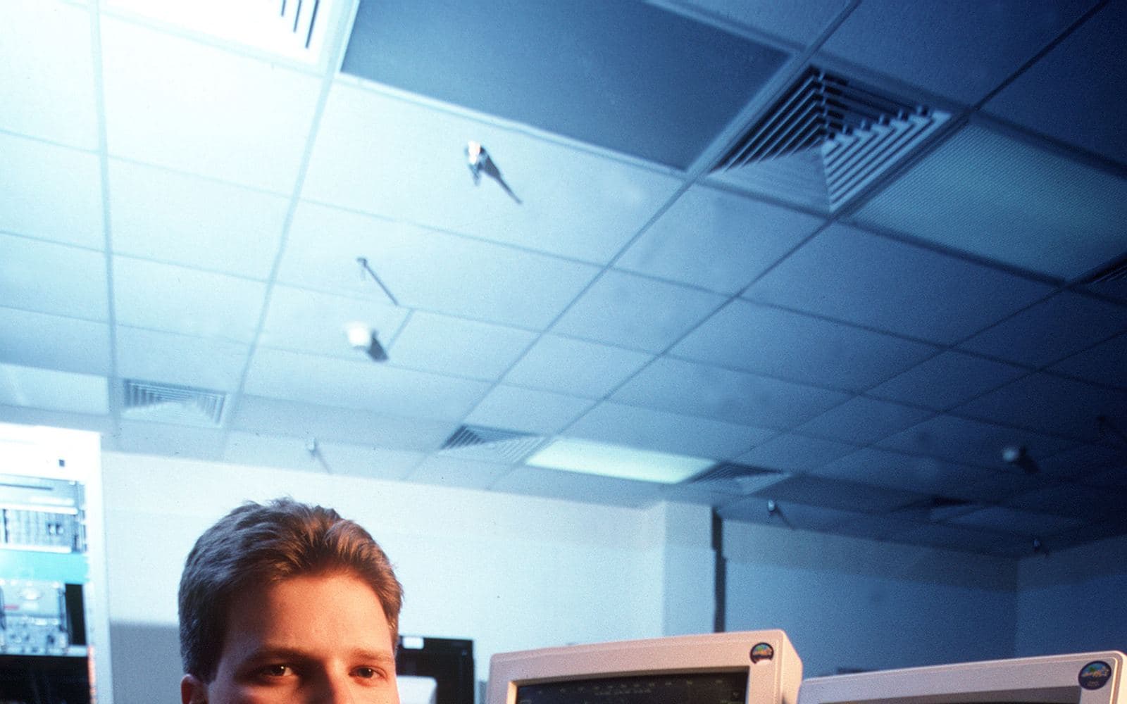 Staff Sgt. Bill Snider, a U.S. Air Force computer programmer, at his desk at Tinker Air Force Base in Oklahoma