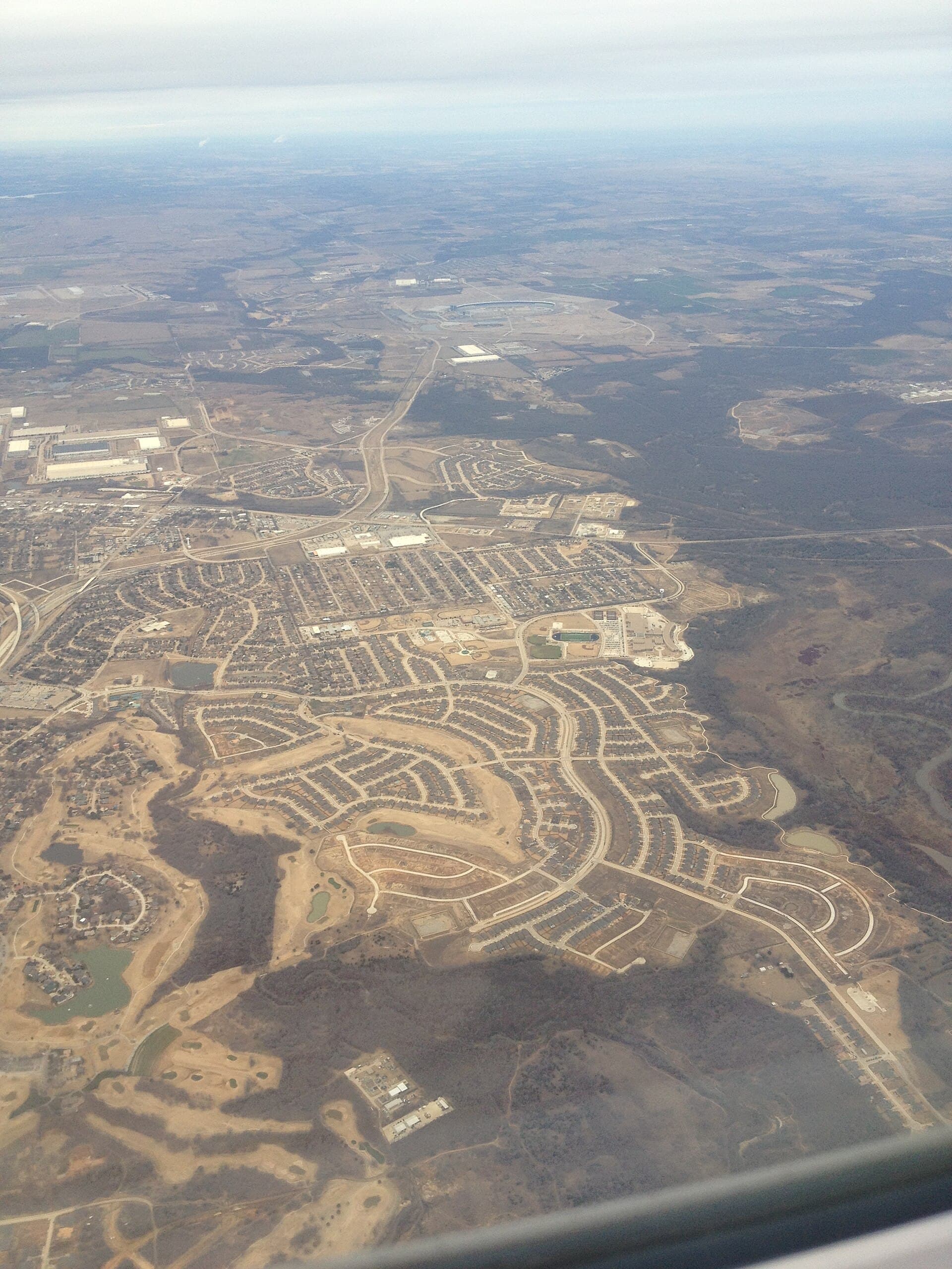 Rows of houses in a suburban subdivision in Texas